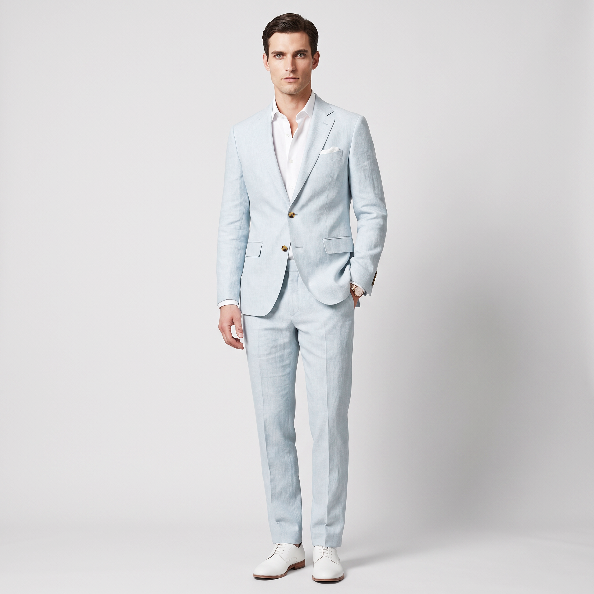 Aesido Men's 2 Pieces Linen Notch Lapel Men’s Suits (Blazer + Pants)